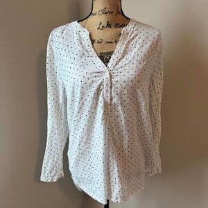 Old Navy White and Black Polka Dot Blouse